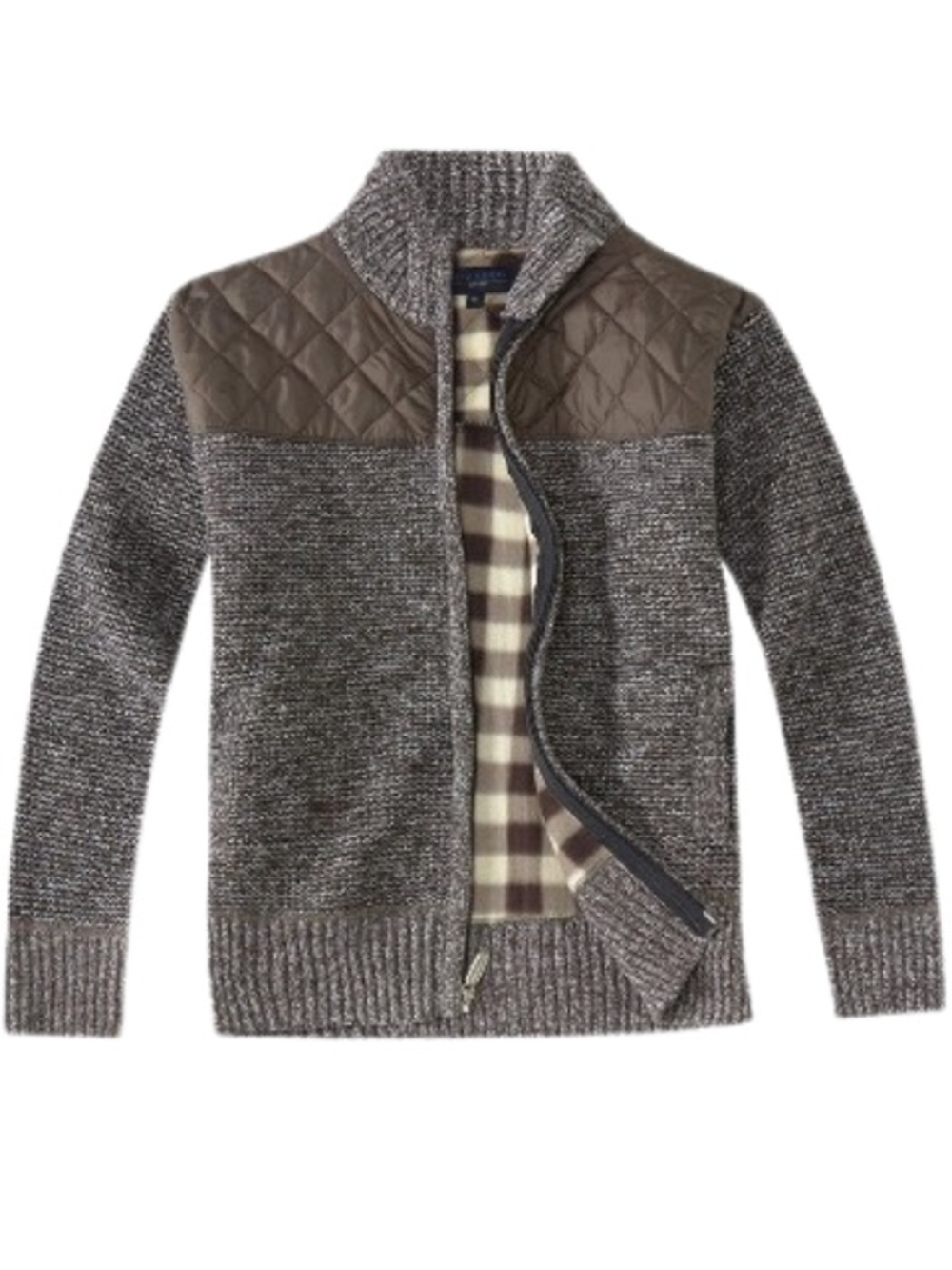 Gioberti Boys Brown Fleece Lined Full Zip Knit Cardigan Sweater 6